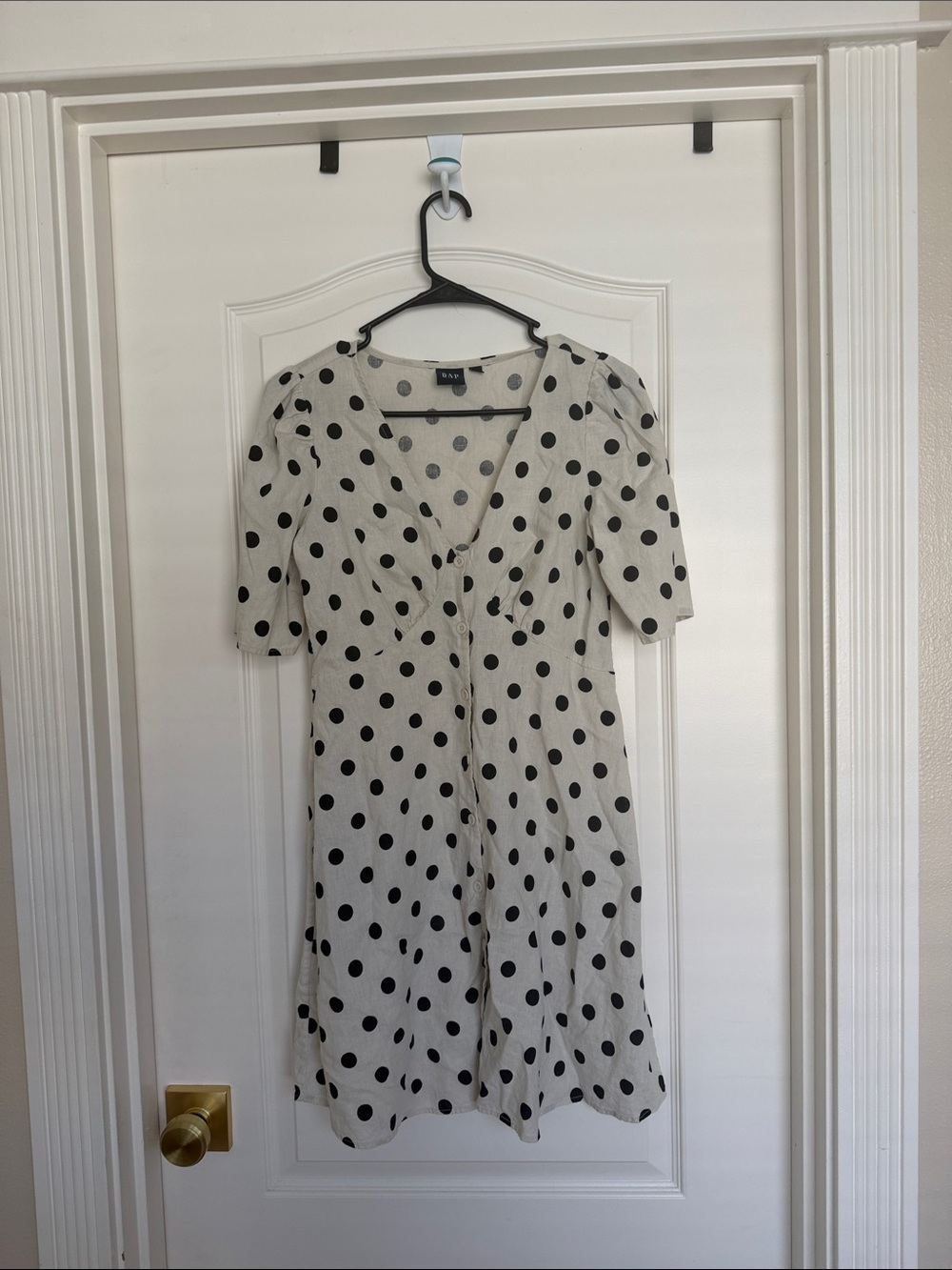 GAP Cream Mini Dress with Black Polka Dots